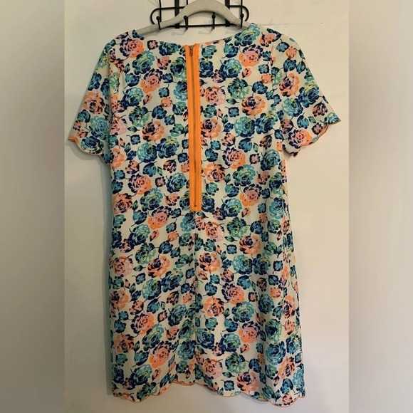 Coincidence & Chance Womens Scallop-Hem Floral Shift Dress Polyester Size Small - Picture 3 of 7